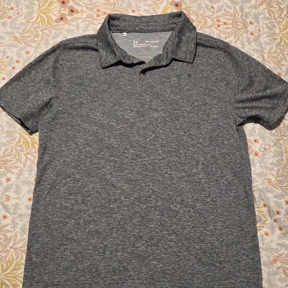 Under Armour Boy's Heathered Gray Polo Shirt- XL